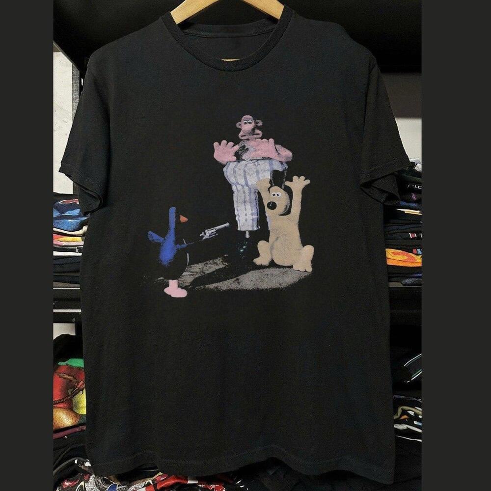 Wallace And Gromit Black Cotton Streetwear Tee
